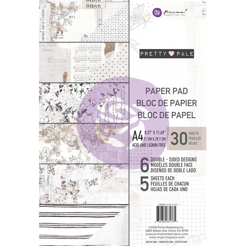 Prima Marketing Double-Sided Paper Pad A4 30/Pkg - Pretty Pale, 6 Designs/5 Each