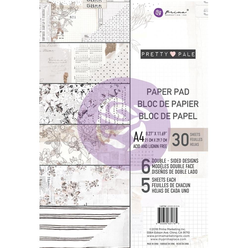 Prima Marketing Double-Sided Paper Pad A4 30/Pkg - Pretty Pale, 6 Designs/5 Each prima A4 pretty pale paper Prima Marketing Double-Sided Paper Pad A4 30/Pkg - Pretty Pale, 6 Designs/5 Each