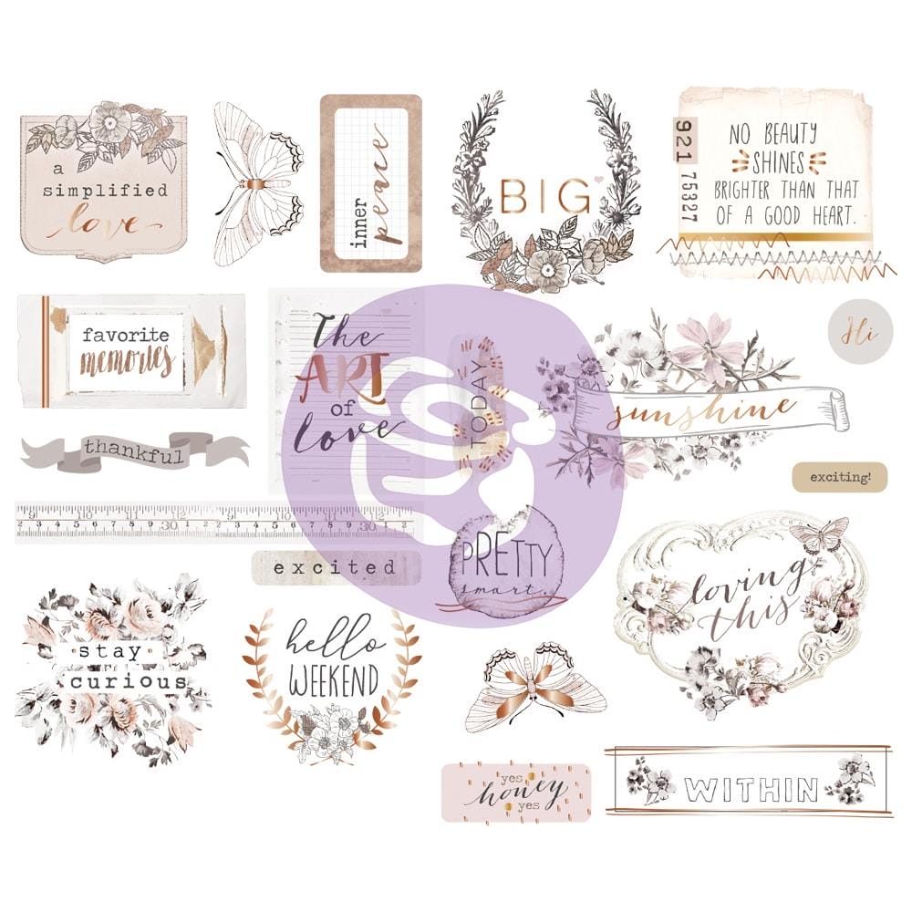 Prima Marketing Pretty Pale Chipboard Stickers 21/Pkg prima chipboard sticker pretty pale Prima Marketing Pretty Pale Chipboard Stickers 21/Pkg