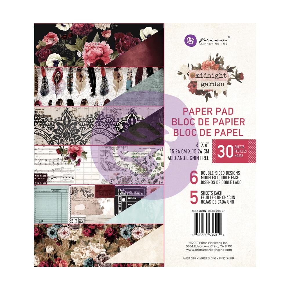 Prima - Midnight Garden - 6x6 Paperpack (30 double sided sheets) prima midnight garden 6by6 paper pad Prima - Midnight Garden - 6x6 Paperpack (30 double sided sheets)