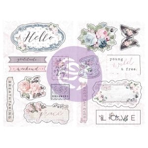 Prima Marketing Poetic Rose Chipboard Stickers 15/Pkg