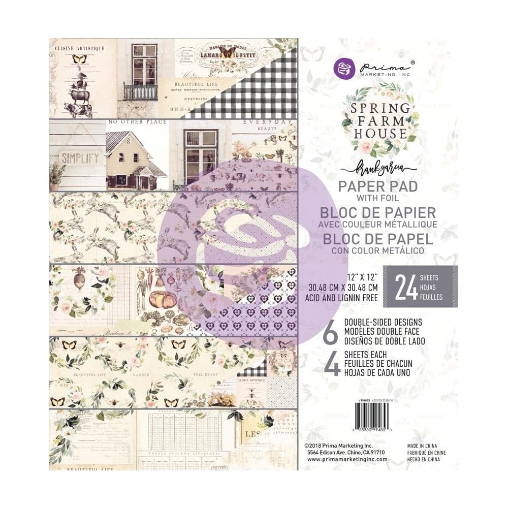 Prima - Spring Farmhouse - 12x12 Paperpack (24 double sided sheets) prima spring farmhouse 12by12 paper Prima - Spring Farmhouse - 12x12 Paperpack (24 double sided sheets)