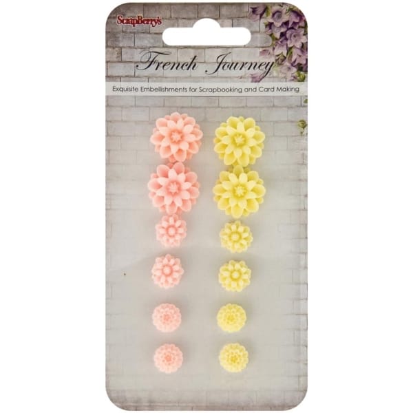 ScrapBerry's French Journey Resin Flower Embellishments