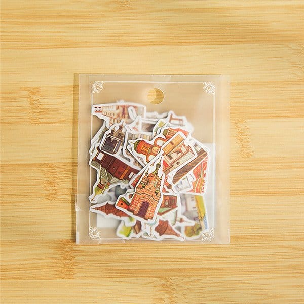 Vintage Buildings Stickers (20 pcs)