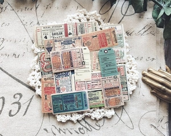Vintage tickets Ephemera or Stickers (22 pcs)