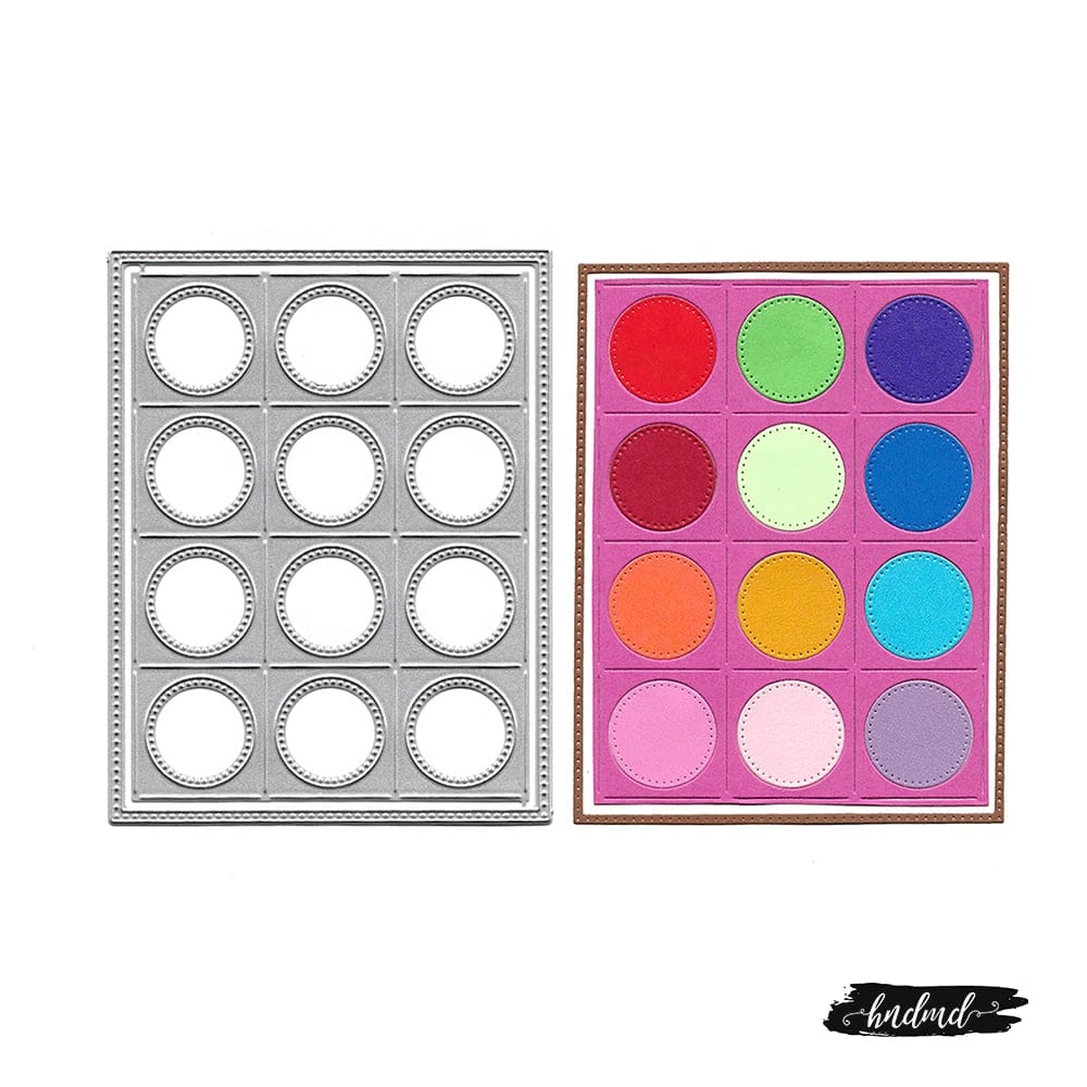Steel Background Dies - Grid with 12 circles (Set of 2 dies) (Window Dies) XY911 steel cutting dies CraftAdda Steel Background Dies - Grid with 12 circles (Set of 2 dies) (Window Dies)