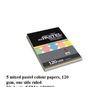 CAMPAP 1 side ruled pastel 5 mixed colour paper pack A4( 4 sheets per colour) - Pack of 2
