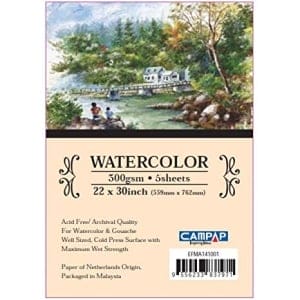 Campap 100% COTTON WATERCOLOUR PAPER PACK (22 by 30 inch)