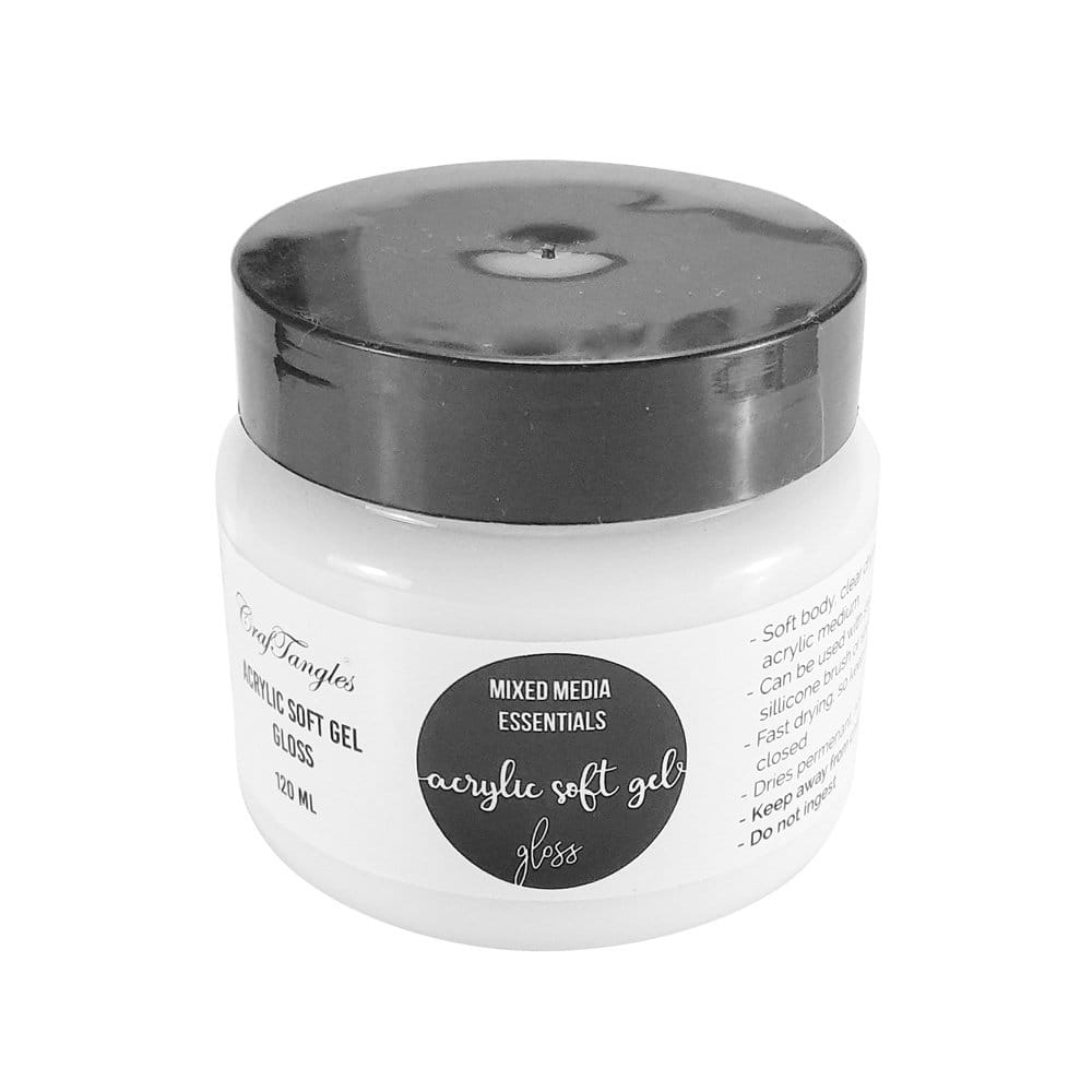 CrafTangles mixed media essentials - Acrylic Soft Gel - Gloss (Gel medium) (120 ml) (Image Transfer Medium) CrafTangles Acrylic Soft Gloss Gel 120ml new CrafTangles mixed media essentials - Acrylic Soft Gel - Gloss (Gel medium) (120 ml) (Image Transfer Medium)