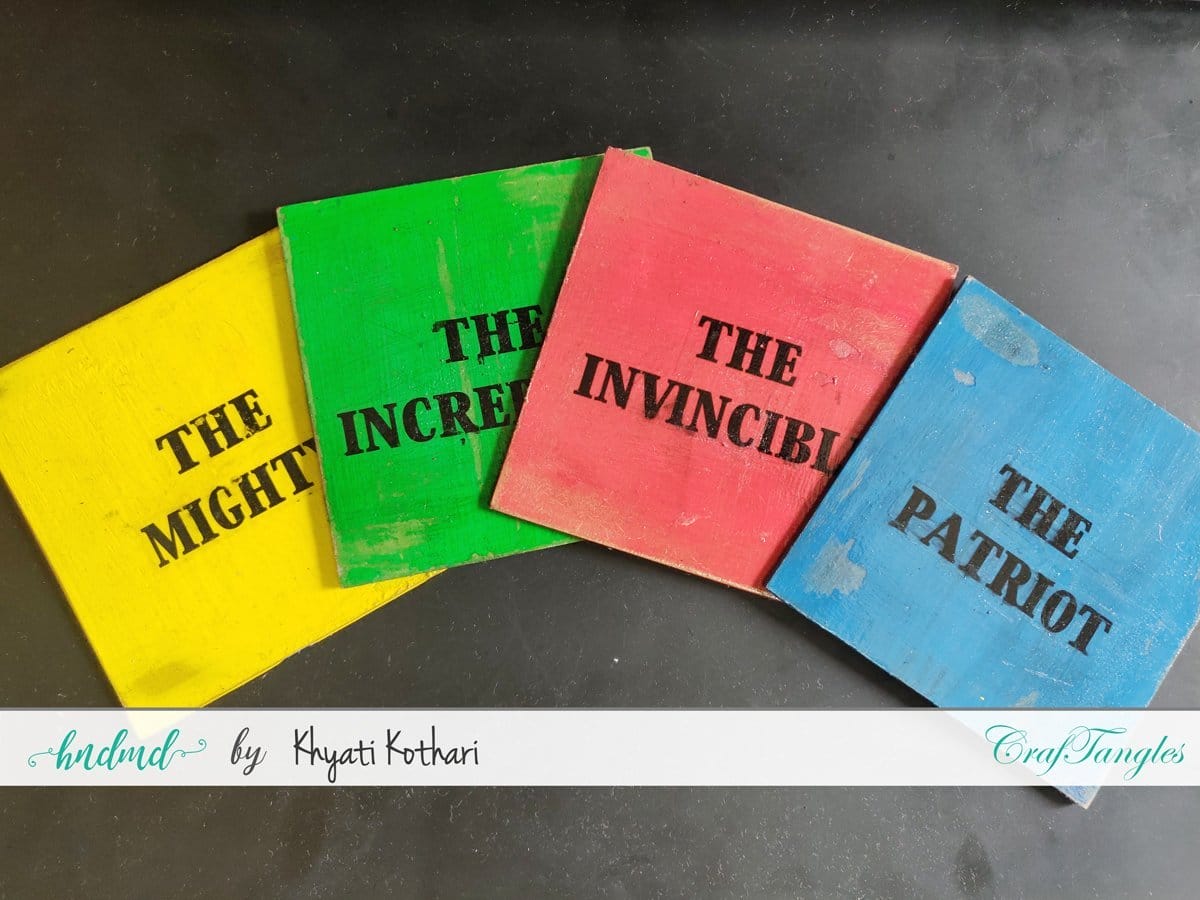 CrafTangles mixed media essentials - Acrylic Soft Gel - Gloss (Gel medium) (120 ml) (Image Transfer Medium) SuperHero Coasters 2 SuperHero_Coasters_2