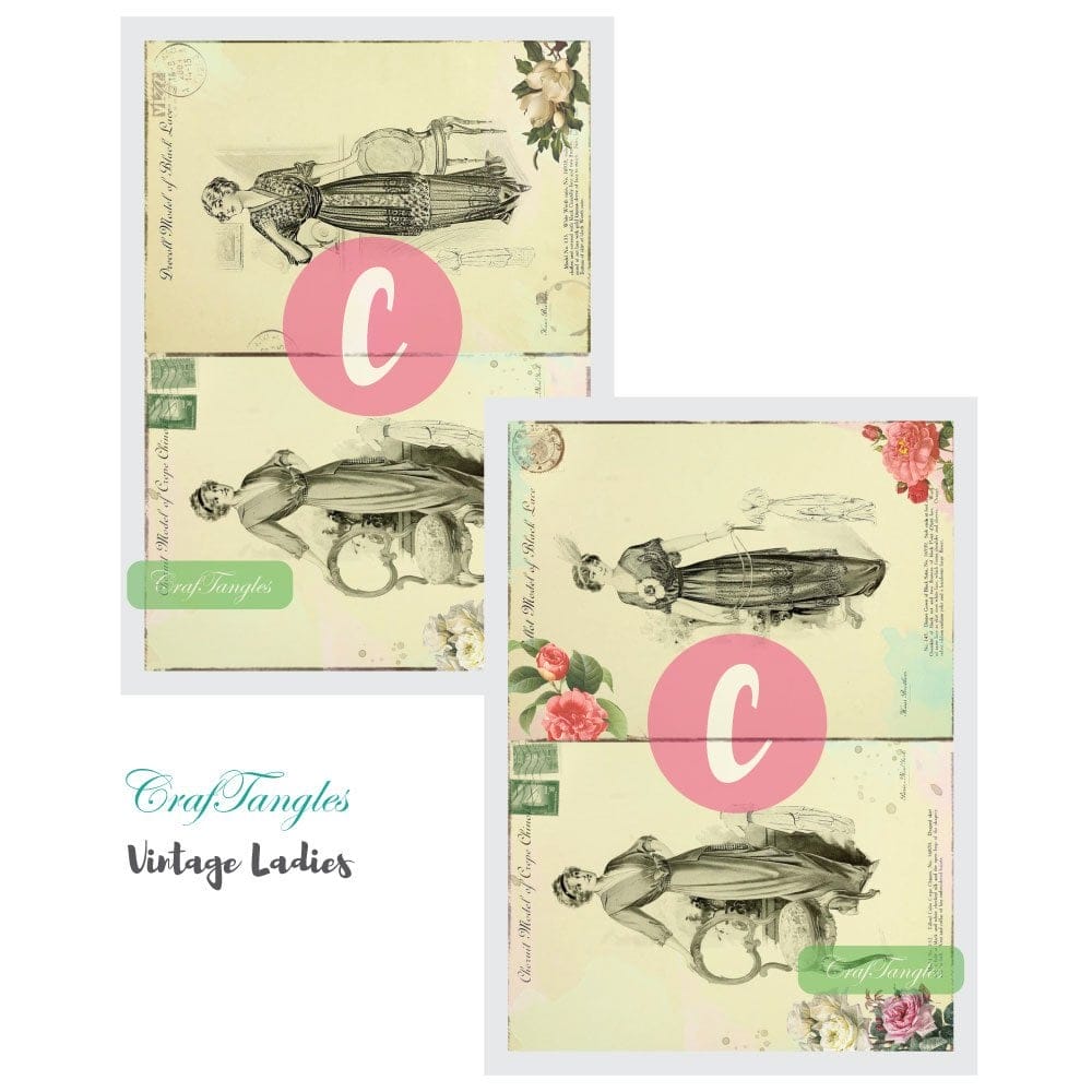 CrafTangles Decoupage Paper Pack - Vintage Ladies (A4) - 4 sheets Vintage Ladies Decoupage A4 3 4 Vintage-Ladies-Decoupage-A4-3-4