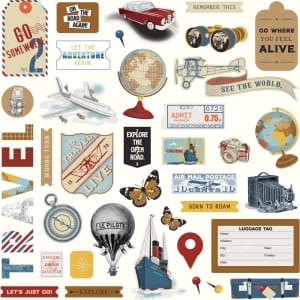 Photoplay Sticker - Here and There Stickers 12"X12"