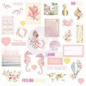 Prima Marketing Golden Coast Cardstock Ephemera 33/Pkg with foil details