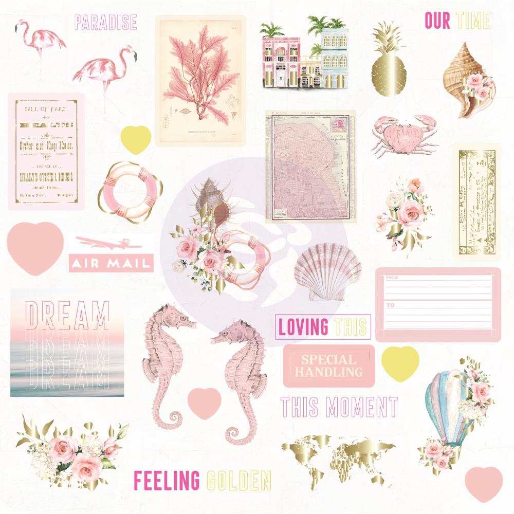 Prima Marketing Golden Coast Cardstock Ephemera 33/Pkg with foil details prima ephemeras golden coast 995133 Prima Marketing Golden Coast Cardstock Ephemera 33/Pkg with foil details