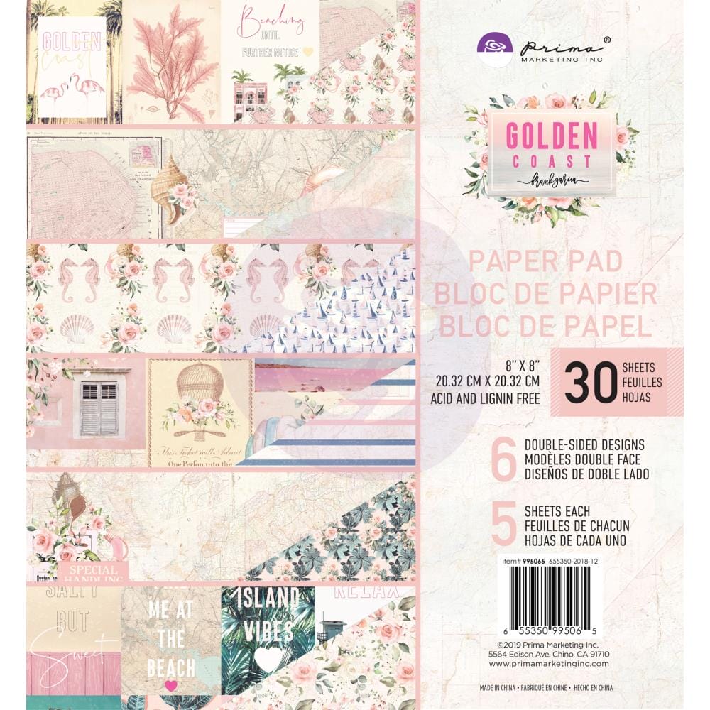 Prima - Golden Coast - 8by8 Paperpack (30 double sided sheets) prima marketing 8by8 paper golden coast Prima - Golden Coast - 8by8 Paperpack (30 double sided sheets)