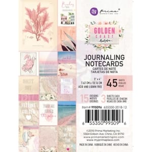 Prima 3 by 4 journalling cards - Golden Coast