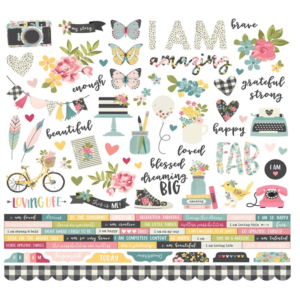 Simple Stories Sticker - I Am 12"X12" simple stories 12by12 sticker i am Simple Stories Sticker - I Am 12"X12"