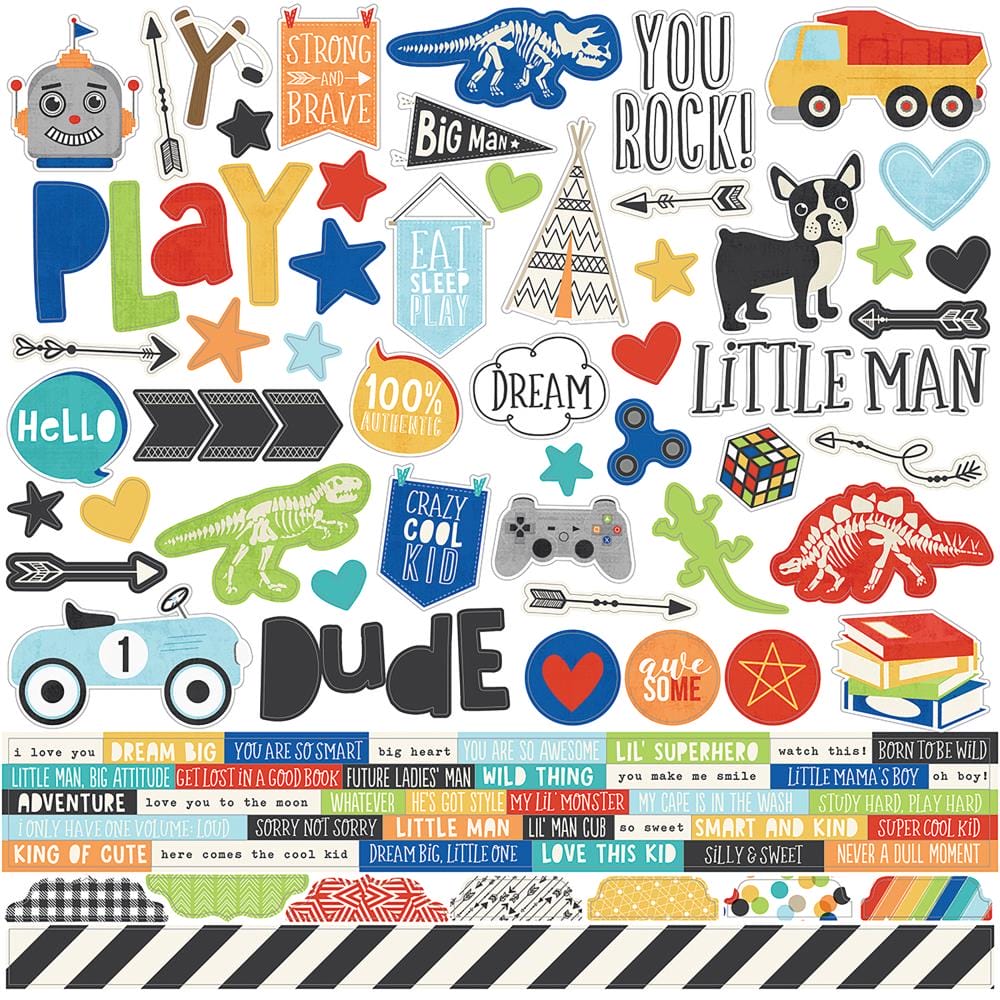 Simple Stories Sticker - Lil Dude 12"X12" simple stories 12by12 sticker lil dude Simple Stories Sticker - Lil Dude 12"X12"