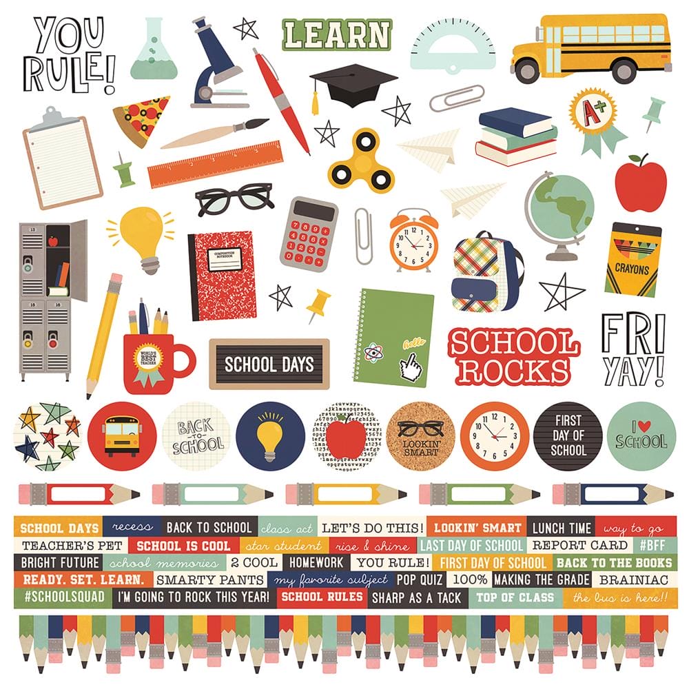 Simple Stories Sticker - School Rocks 12"X12" simple stories 12by12 sticker school rocks Simple Stories Sticker - School Rocks 12"X12"