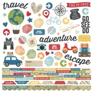 Simple Stories Sticker - Travel Notes 12"X12"