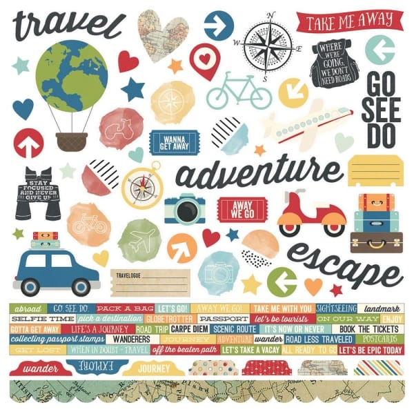 Simple Stories Sticker - Travel Notes 12"X12"