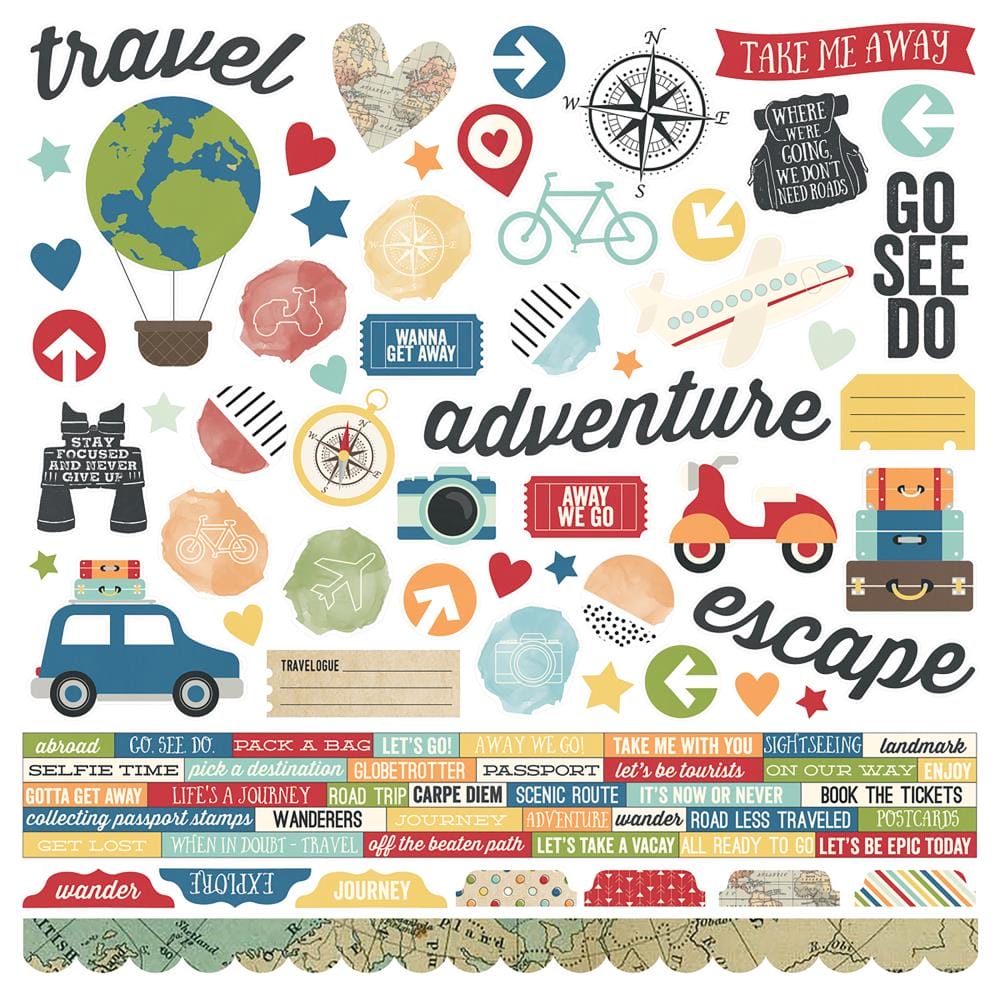 Simple Stories Sticker - Travel Notes 12"X12" simple stories 12by12 sticker travel notes Simple Stories Sticker - Travel Notes 12"X12"