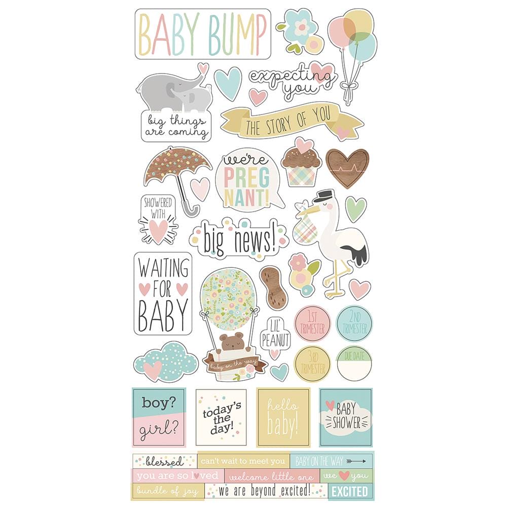 Simple Stories Oh Baby! Expecting Cardstock Stickers 6"X12" simple stories 6by12 sticker oh baby Simple Stories Oh Baby! Expecting Cardstock Stickers 6"X12"