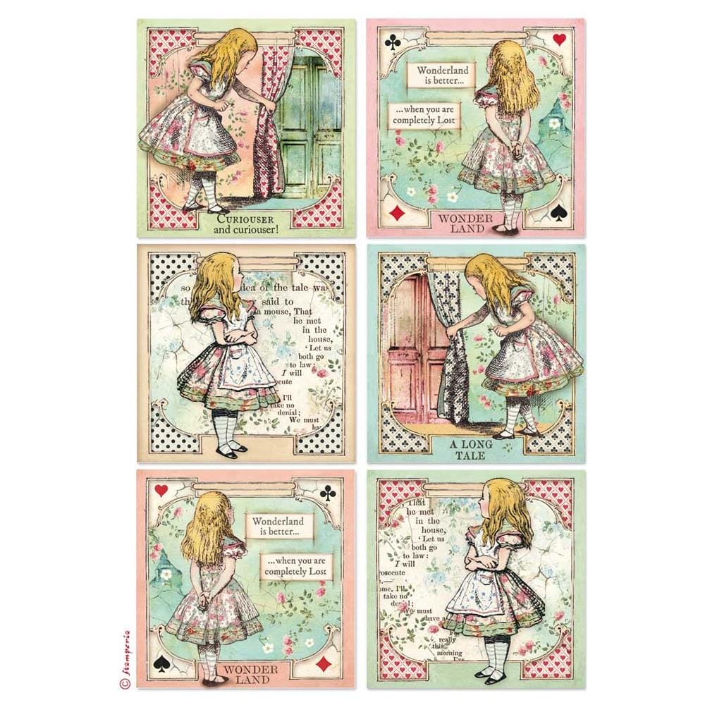 Stamperia Rice Paper A4 - Alice Cards stamperia rice paper alice Cards Stamperia Rice Paper A4 - Alice Cards