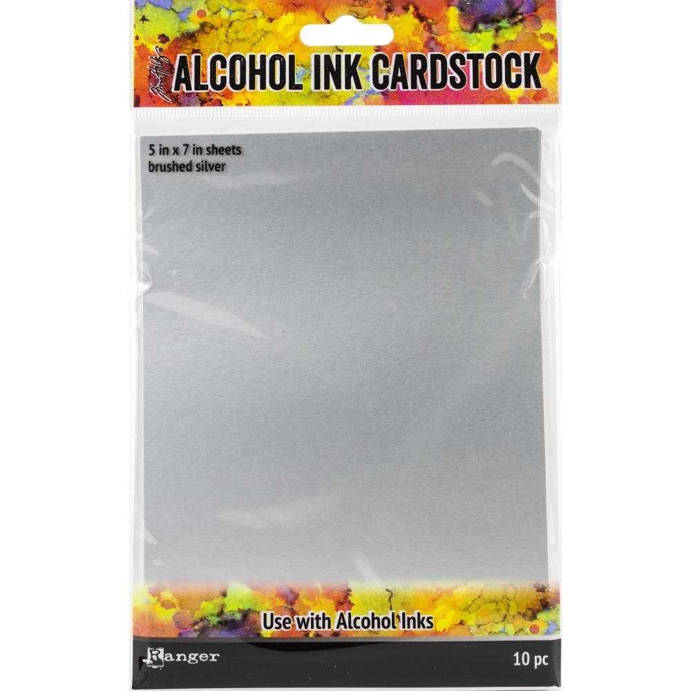 Tim Holtz Alcohol Ink Cardstock 5"X7" 10/Pkg - Brushed Silver tim holtz alcohol ink brushed silver Tim Holtz Alcohol Ink Cardstock 5"X7" 10/Pkg - Brushed Silver