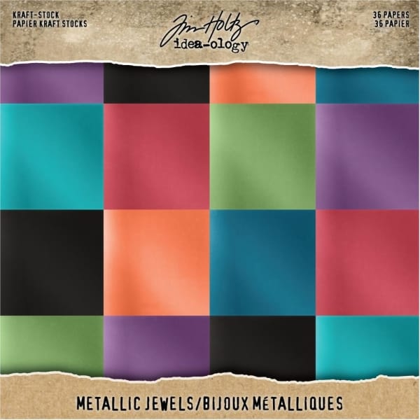 Tim Holtz Idealogy Paper Stash Kraft Metallic Paper Pad 8"X8" 36/Pkg - Jewels