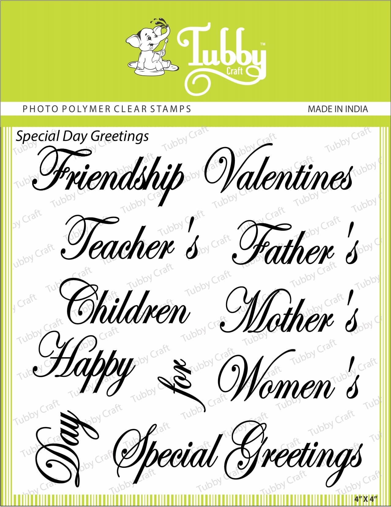 Tubby Photopolymer Clear Stamps - Special Day's Greeting
