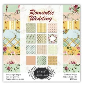 Romantic Wedding Scrapbook Paper (Pack of 24 sheets) - 12 by 12 inch
