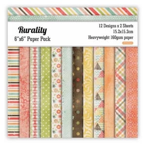 Rurality Scrapbook Paper (Pack of 24 sheets) - 6 by 6 inch