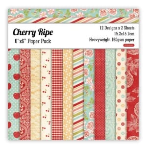 Cherry Ripe Scrapbook Paper (Pack of 24 sheets) - 6 by 6 inch