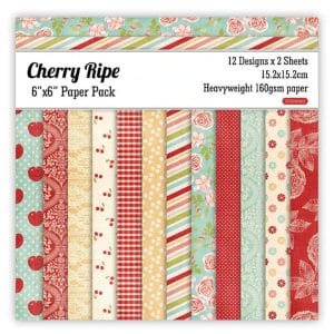 Cherry Ripe Scrapbook Paper (Pack of 24 sheets) - 6 by 6 inch