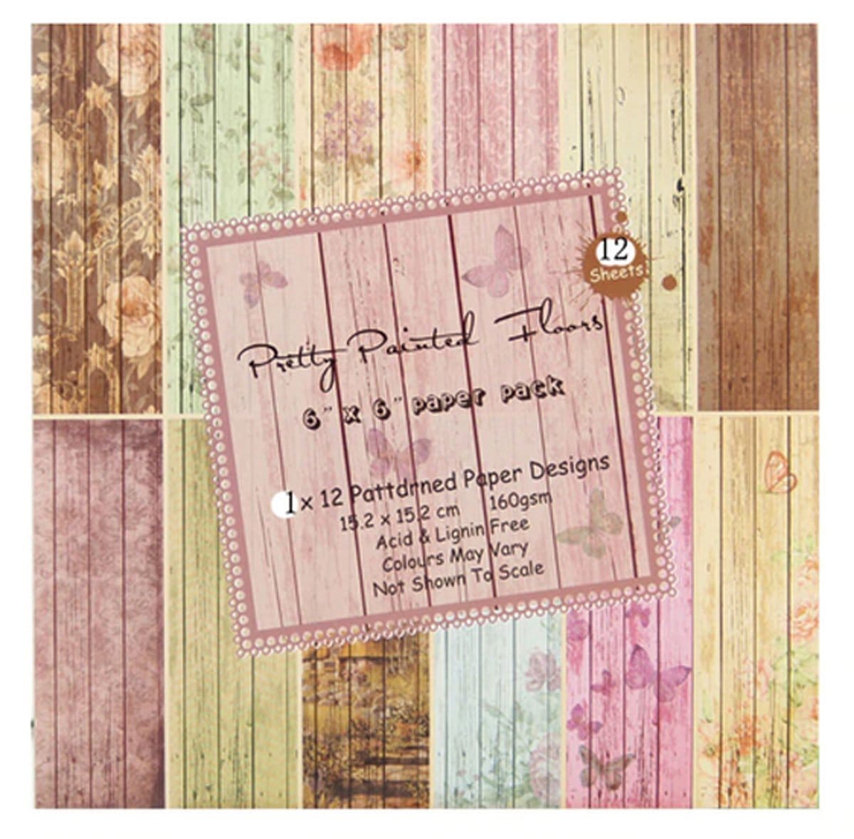 Pretty Painted Floors Scrapbook Paper (Pack of 24 sheets) - 6 by 6 inch