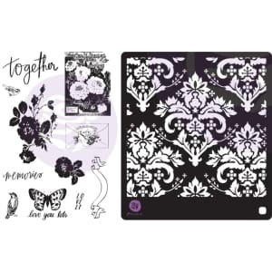 Prima Marketing Lavender Frost Cling Rubber Stamps & Stencil