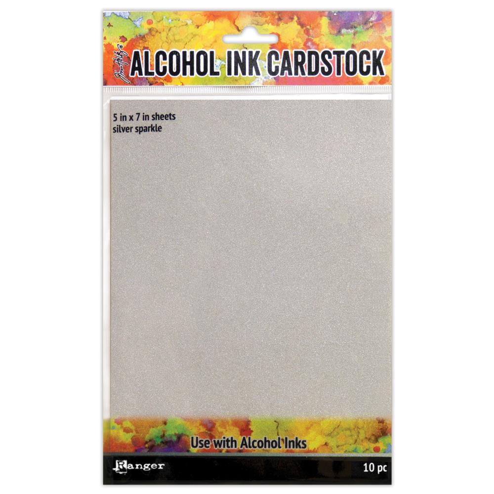 Tim Holtz Alcohol Ink Cardstock 5"X7" 10/Pkg - Silver Sparkle tim holt alcohol ink silver sparkle paper Tim Holtz Alcohol Ink Cardstock 5"X7" 10/Pkg - Silver Sparkle