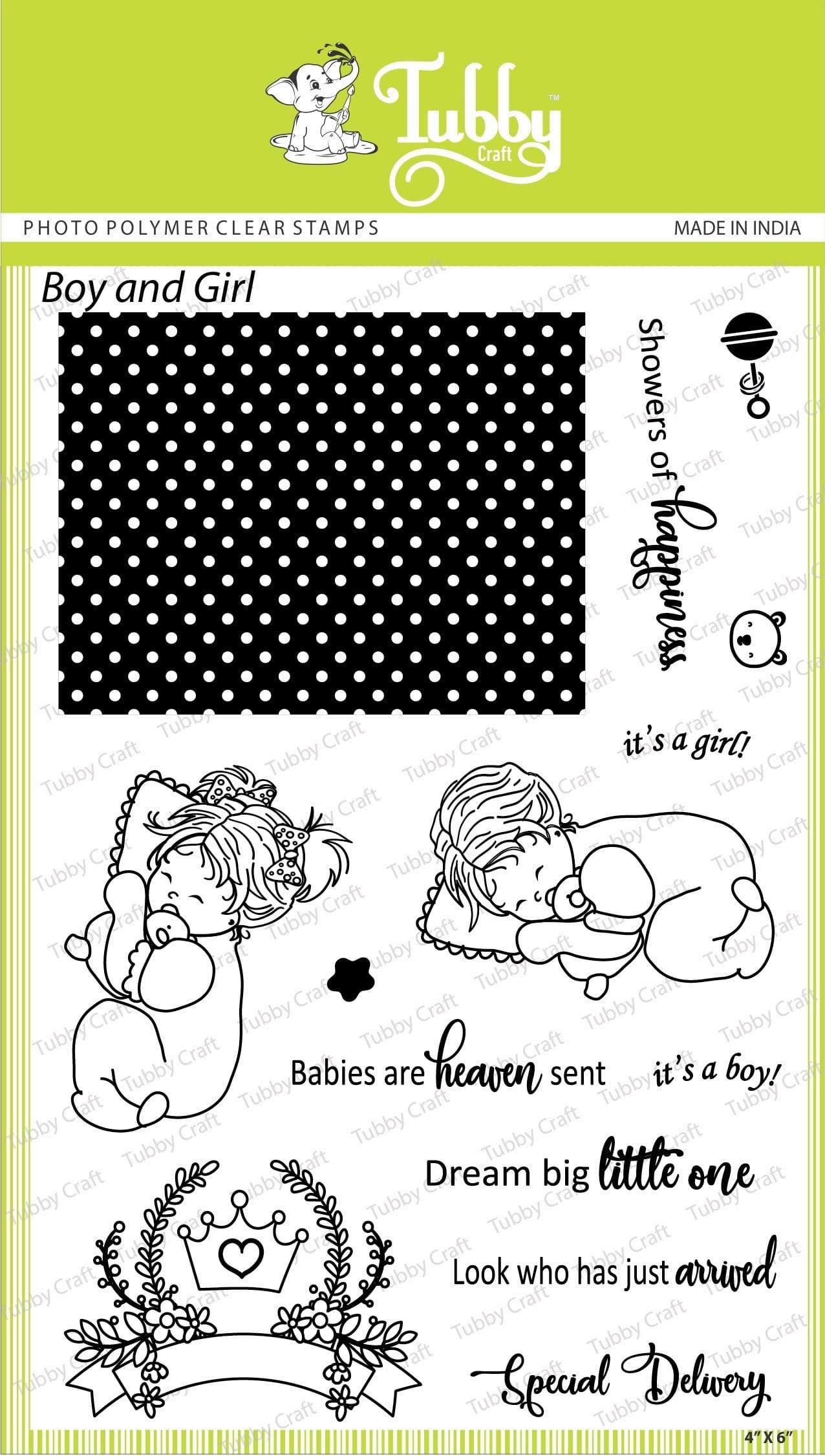 Tubby Photopolymer Clear Stamps - Boy and Girl tubby stamp boy and girl Tubby Photopolymer Clear Stamps - Boy and Girl