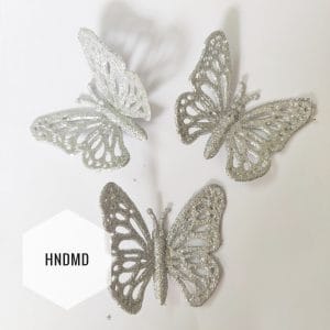 Large Glitter Butterflies (pack of 5) - Silver