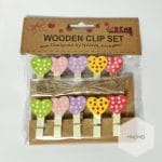 Assorted Wooden Clips - Pastel Hearts