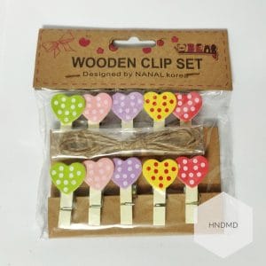 Assorted Wooden Clips - Pastel Hearts