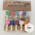 Assorted Wooden Clips - Colourful Hearts