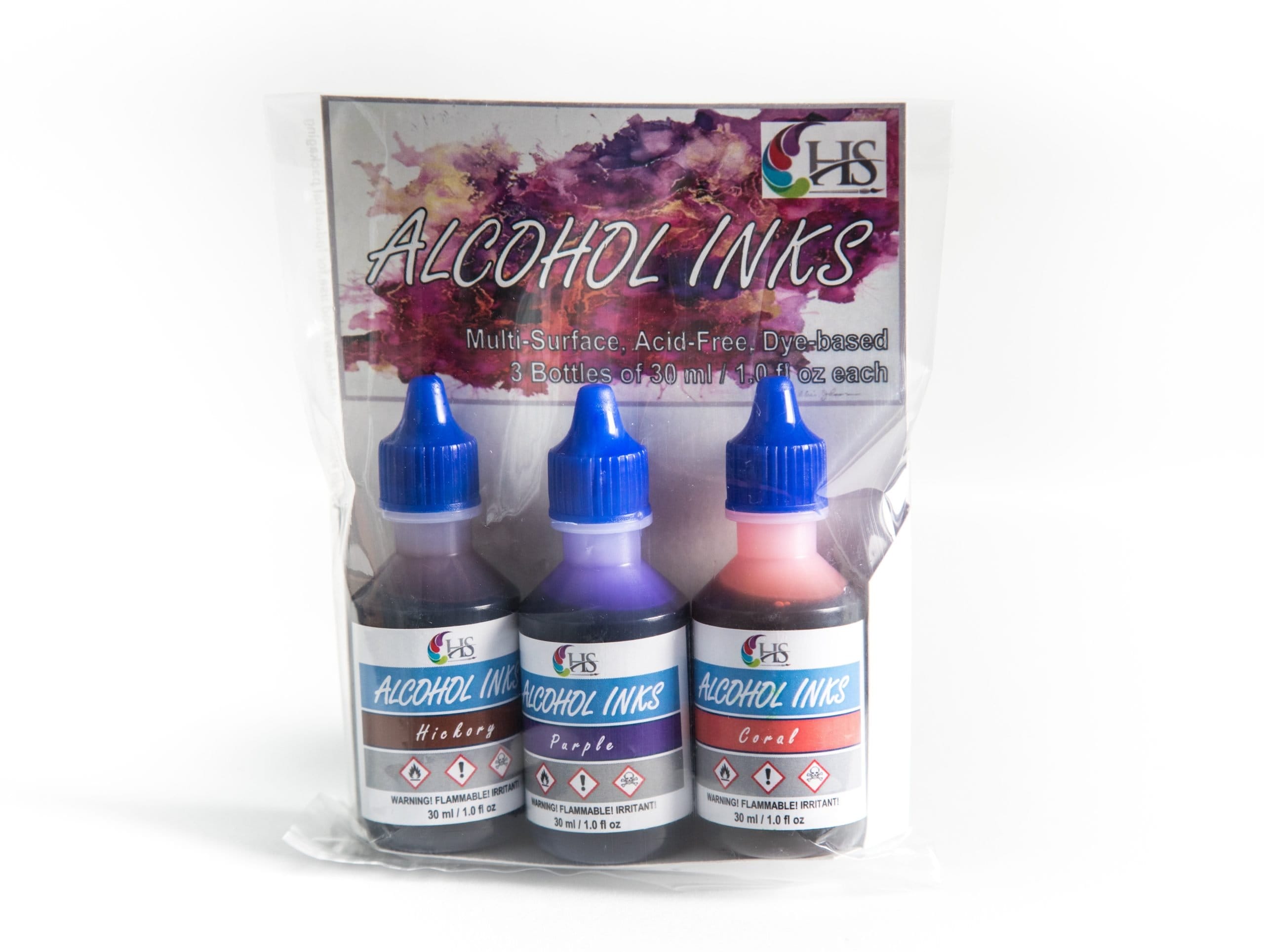 HS Alcohol Inks - Set 3 (Coral, Hickory and Purple) HS acohol ink coral hickory purple scaled HS Alcohol Inks - Set 3 (Coral, Hickory and Purple)