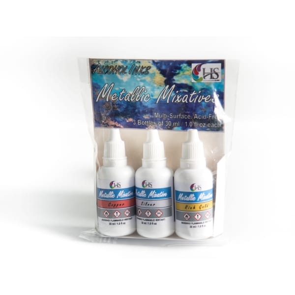 HS Alcohol Inks - Metallic Mixatives (Set of 3) - Gold, Copper and SIlver
