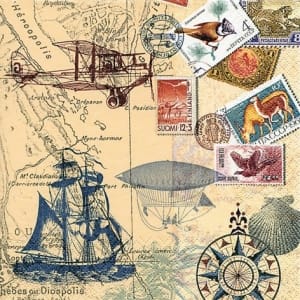 A pack of 12 by 12 inch German Decoupage Napkins ( 5 pcs ) - Around the World