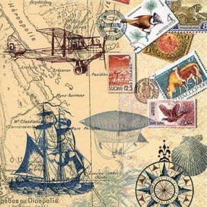 A pack of 12 by 12 inch German Decoupage Napkins ( 5 pcs ) - Around the World