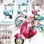 A pack of 12 by 12 inch German Decoupage Napkins ( 5 pcs )  - Vespa Bike