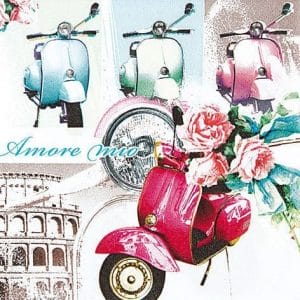 A pack of 12 by 12 inch German Decoupage Napkins ( 5 pcs ) - Vespa Bike