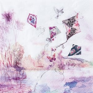 A pack of 12 by 12 inch German Decoupage Napkins ( 5 pcs ) - Abstract Kites